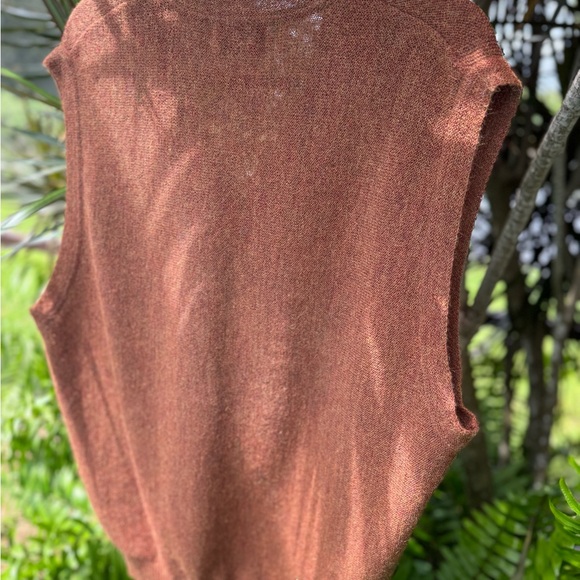 Andean Alpaca Wool Sweater Vest Sleeveless V Neck Rust Color Large - Picture 8 of 9